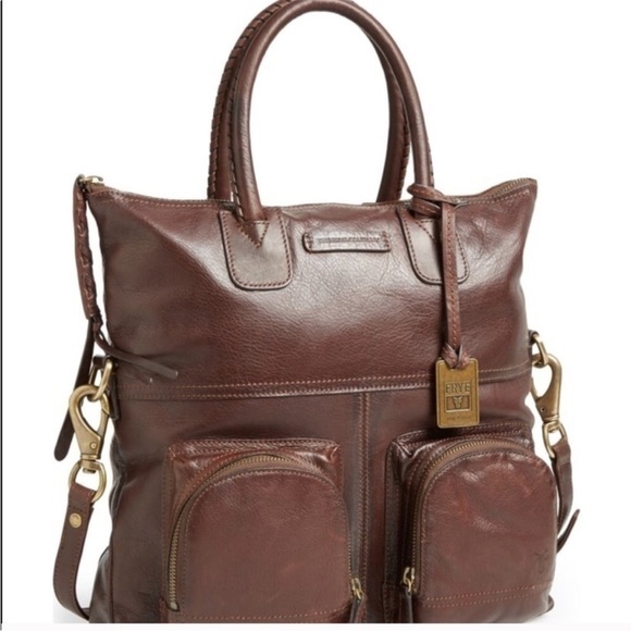 ▶️ Frye ◀️ Jenny Fold Over Bag Dark Brown Soft Italian Leather - Picture 1 of 17